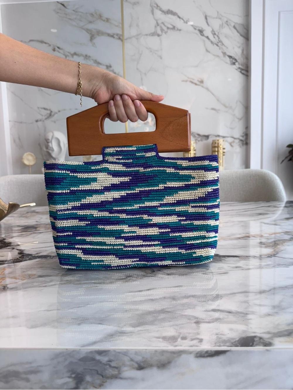 Munay Ecuador Handmade Woven Toquilla Straw Handbag
